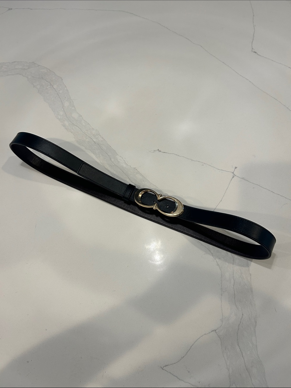 Coach Black Leather Belt with Gold Interlocking Buckle size XL GUC